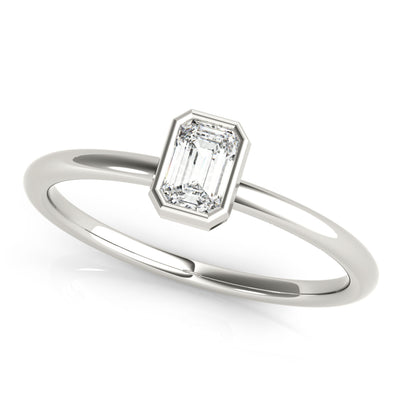 Emerald Cut Bezel Set Women's Diamond Stacker Ring