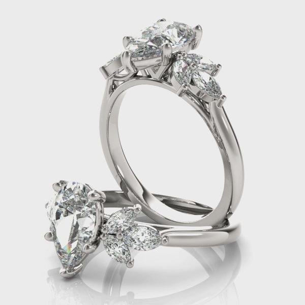 April Pear Shaped Diamond Engagement Ring Setting