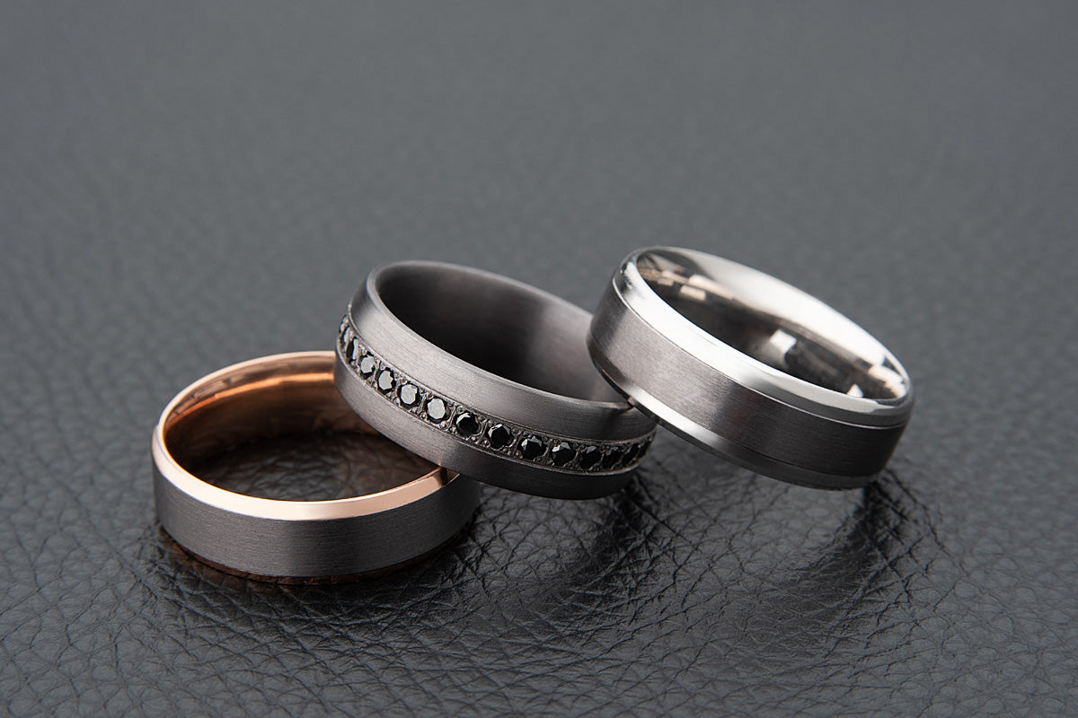 Gold and Tantalum Centered Wedding Ring