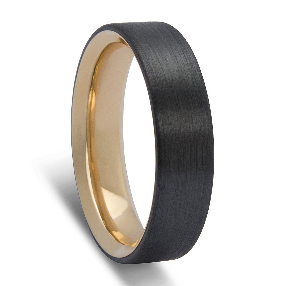 Custom Black Zirconium and Yellow Gold Inlay Wedding Ring