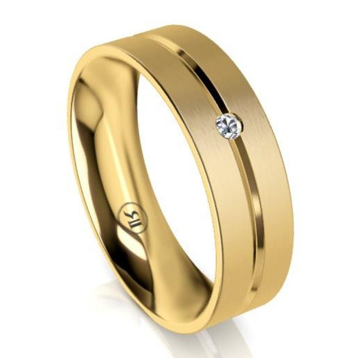 The Spencer Yellow Gold Diamond Mens Wedding Ring