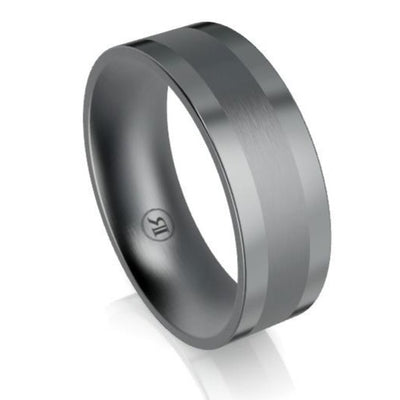 Tantalum Flat Brushed Centered Wedding Ring