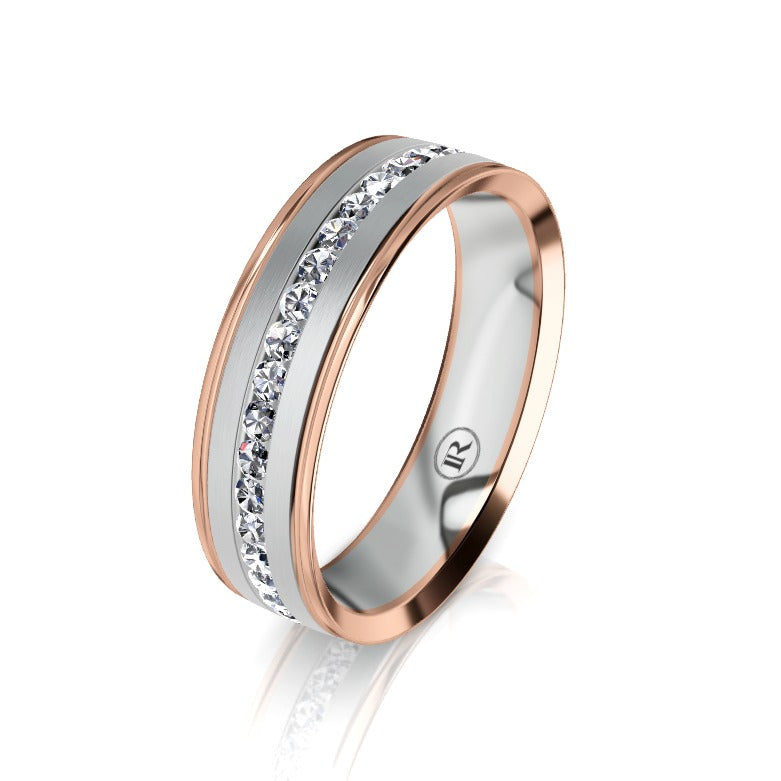 The Edison Two Tone White Gold Inner Diamond Mens Wedding Ring