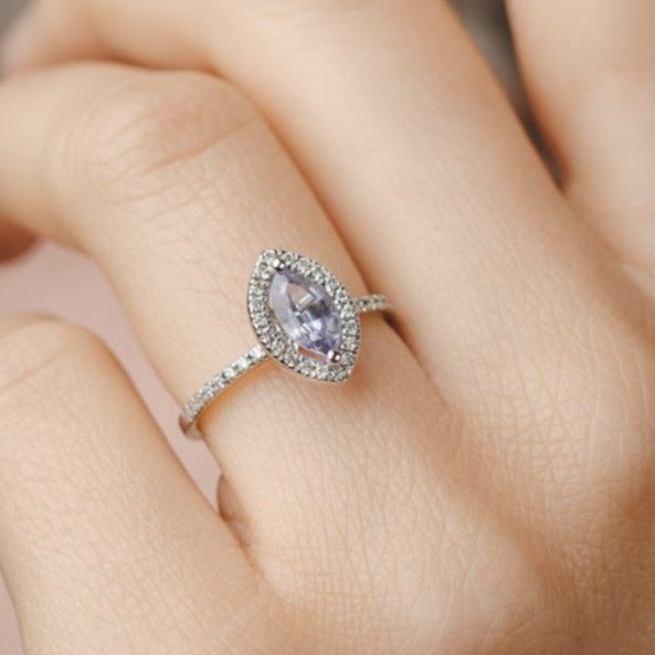 Tiara Halo Sapphire Ring