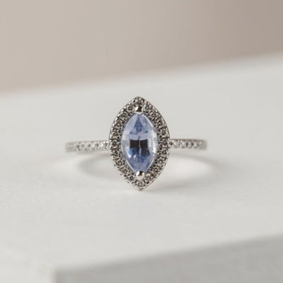 Tiara Halo Sapphire Ring