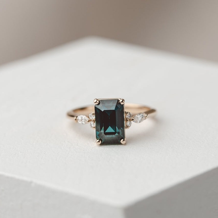 Teal Sapphire Engagement Rings