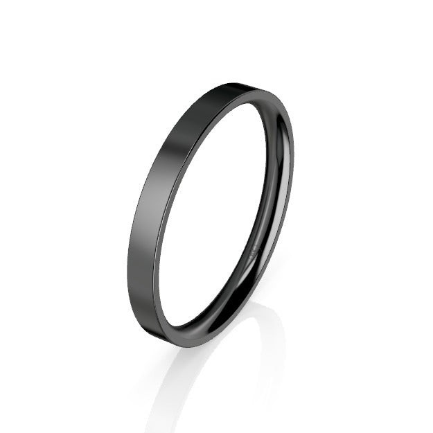 Women's Flat Black Zirconium Comfort Fit Wedding Ring (AG)