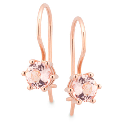 Morganite Claw Set Shepherd Hook Earrings