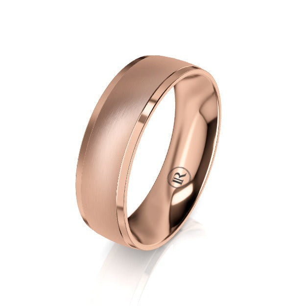 The Dunkirk Rose Gold Bevelled Wedding Ring by Infinity