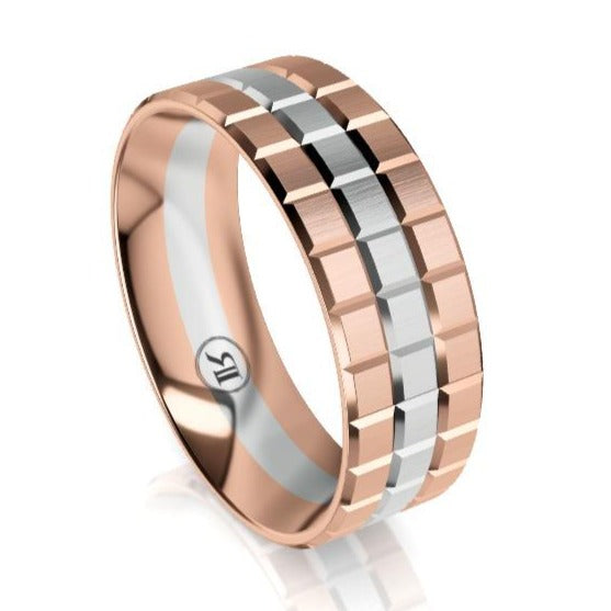 grooved gold wedding bands